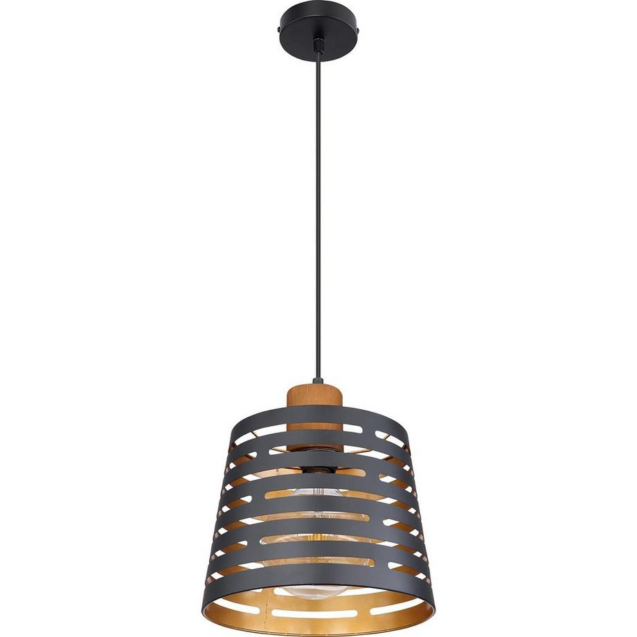 mutoni Lampe à suspension Ablona métal noir mat 1xE27  