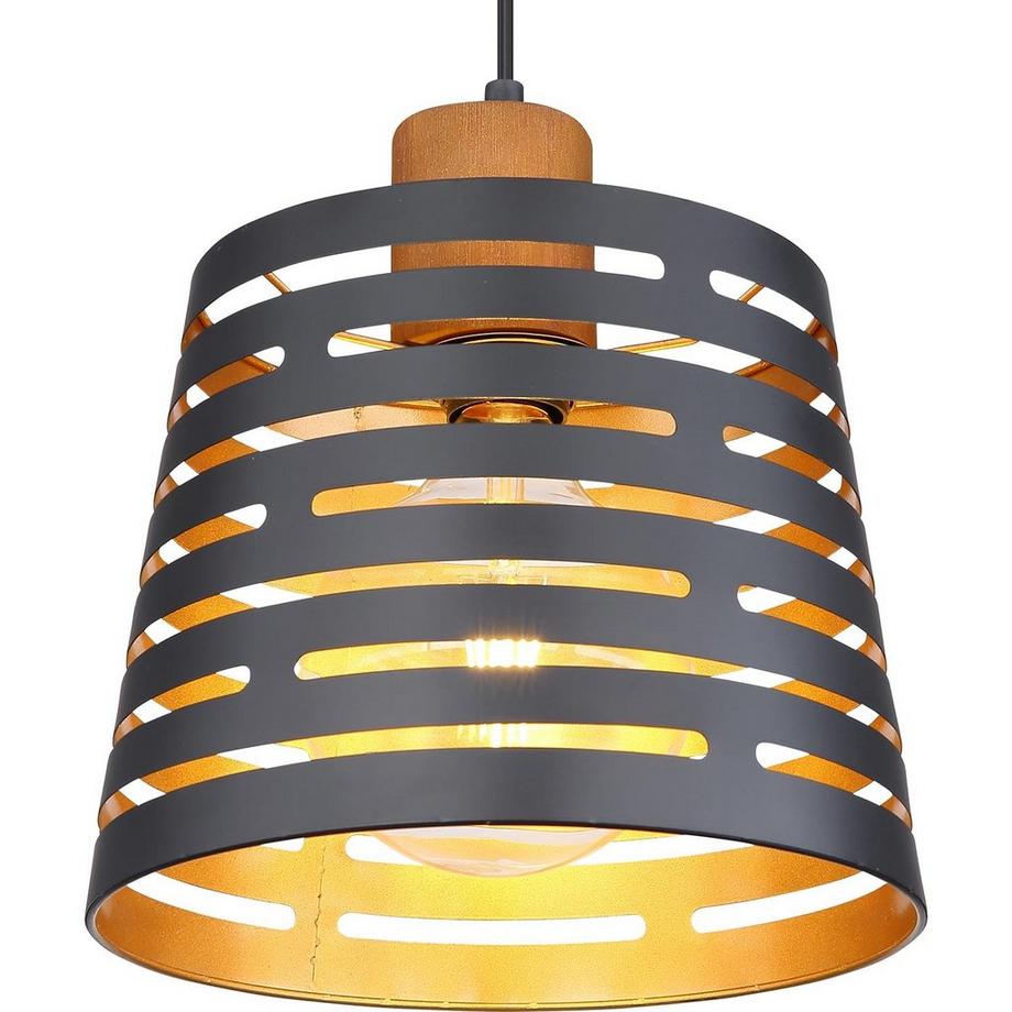 mutoni Lampe à suspension Ablona métal noir mat 1xE27  