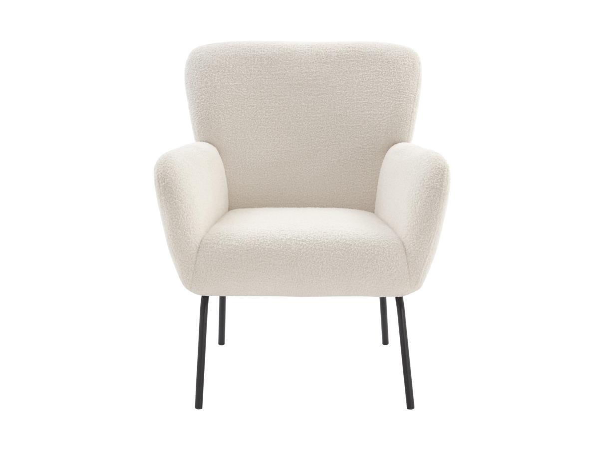 Vente-unique Fauteuil en tissu bouclette blanc SILETO  