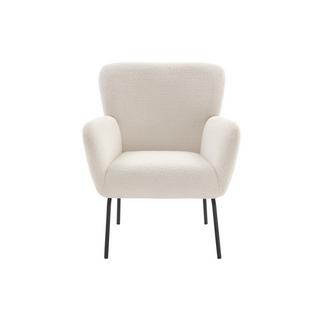 Vente-unique Fauteuil en tissu bouclette blanc SILETO  