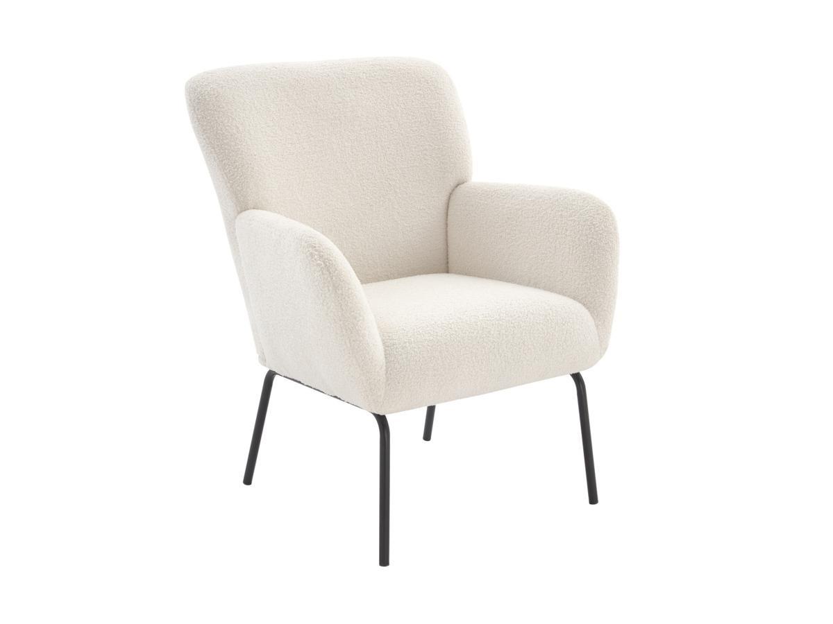 Vente-unique Fauteuil en tissu bouclette blanc SILETO  