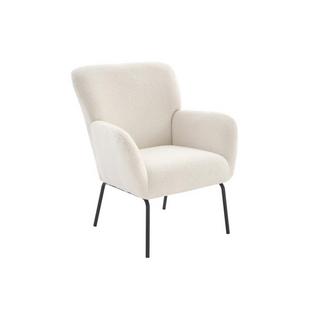 Vente-unique Fauteuil en tissu bouclette blanc SILETO  