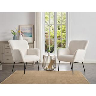 Vente-unique Fauteuil en tissu bouclette blanc SILETO  