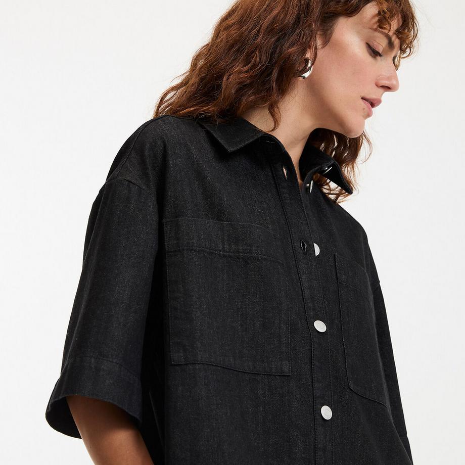 La Redoute Collections Abito Camicia Corto Maniche Corte in Denim  