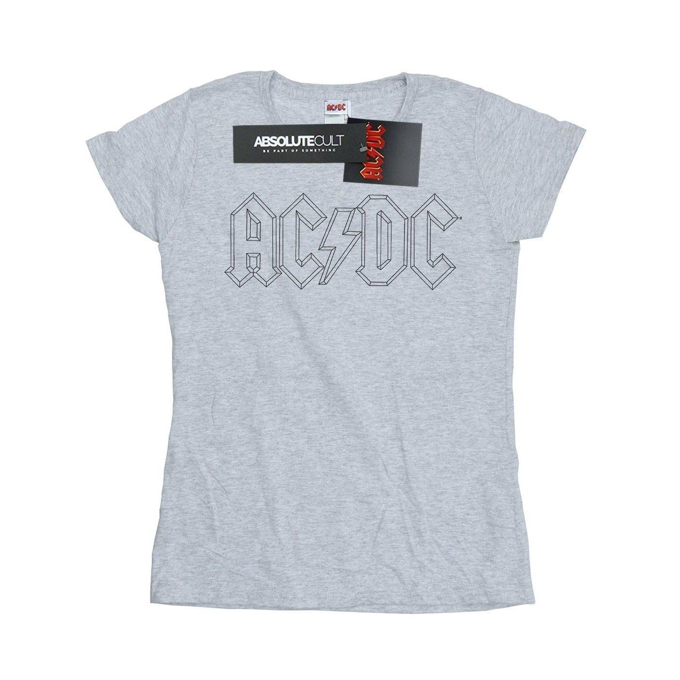 Image of Acdc Black Outline Logo Tshirt Damen Grau L