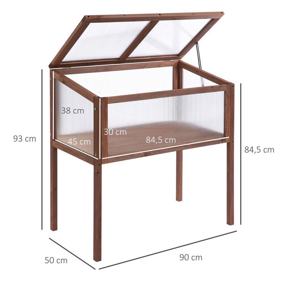 Northio Lit Surélevé En Bois Avec Cadre Froid, Table De Culture, Parterre D'Herbes Aromatiques, Bac À Plantes Pour Jardin, Balcon Et Terrasse, Panneau Pc En Bois De Sapin Marron 90 X 50 X 93 Cm  