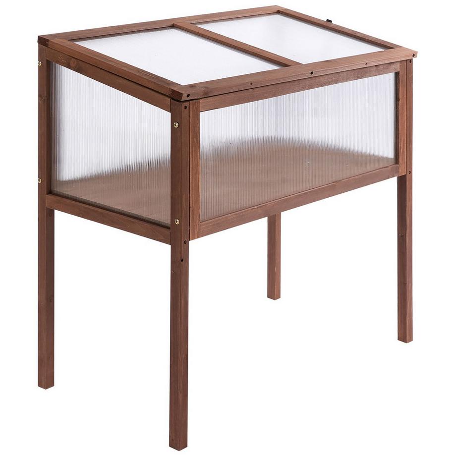 Northio Lit Surélevé En Bois Avec Cadre Froid, Table De Culture, Parterre D'Herbes Aromatiques, Bac À Plantes Pour Jardin, Balcon Et Terrasse, Panneau Pc En Bois De Sapin Marron 90 X 50 X 93 Cm  