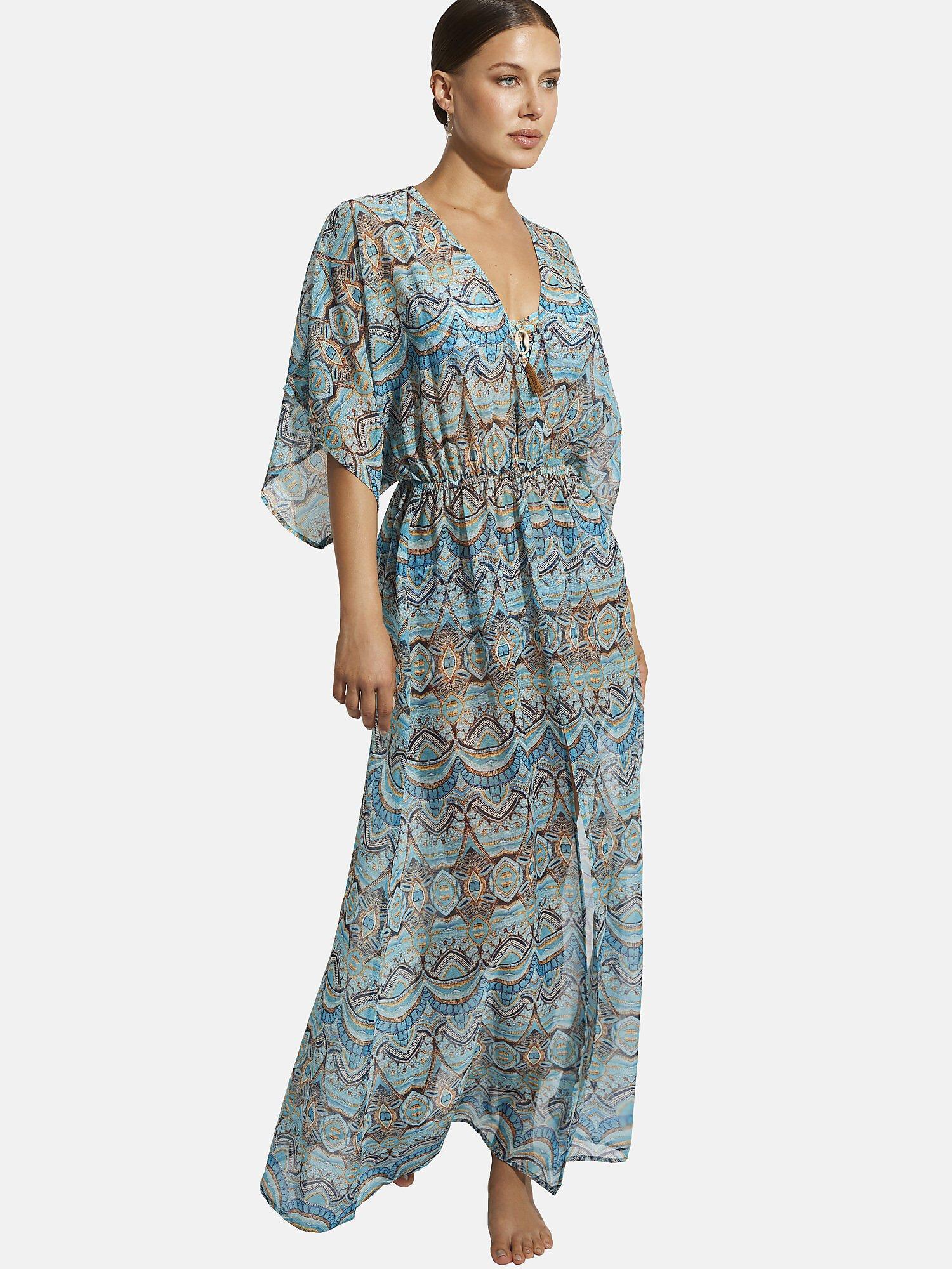 Image of Langes Strandkleid Mai Thai Unisex Blau M