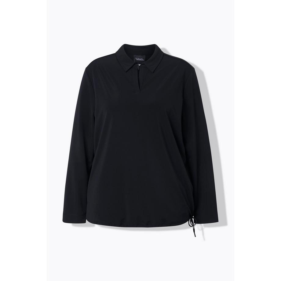 Ulla Popken Chemisier en jersey Col chemise Manches longues Base élastique  