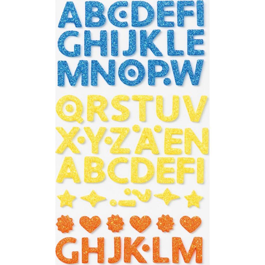Folia Moosgummi Sticker Glitter Letters 128 Stück  