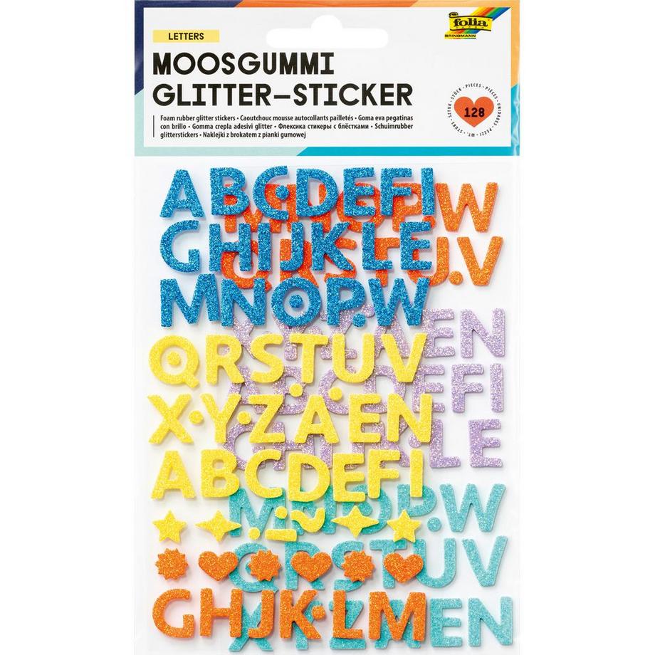 Moosgummi Sticker Glitter Letters 128 Stück