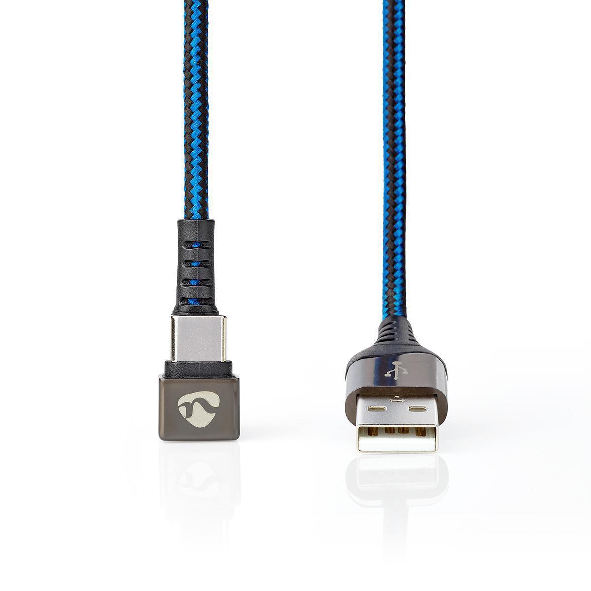 Nedis  Câble USB | USB 2.0 | USB-A mâle | USB-C™ mâle | 480 Mbps | Plaqué or | 2,00 m | Rond | Tressé / Nylon | Bleu / Noir | Boîte avec fenêtre couverte 