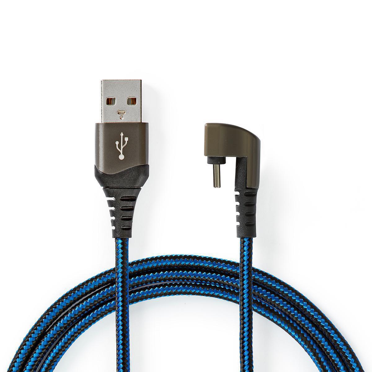 Nedis  Câble USB | USB 2.0 | USB-A mâle | USB-C™ mâle | 480 Mbps | Plaqué or | 2,00 m | Rond | Tressé / Nylon | Bleu / Noir | Boîte avec fenêtre couverte 