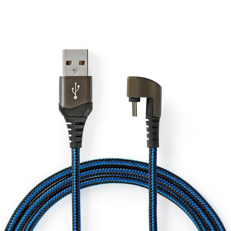 Nedis  Cavo USB | USB 2.0 | USB-A maschio | USB-C™ maschio | 480 Mbps | Placcato oro | 2,00 m | Rotondo | Intrecciato / Nylon | Blu / Nero | Scatola con finestra coperta 