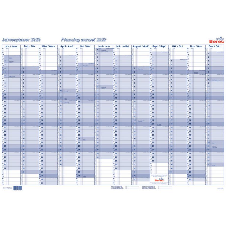 Berec BEREC Jahresplan quer 90x60cm B 5670 TF/22 2022, blau  