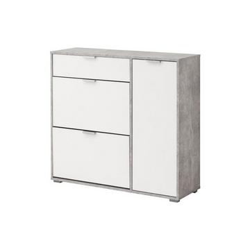 Scarpiera ARIETTA 2 scomparti cassetto Colore bianco e calcestruzzo