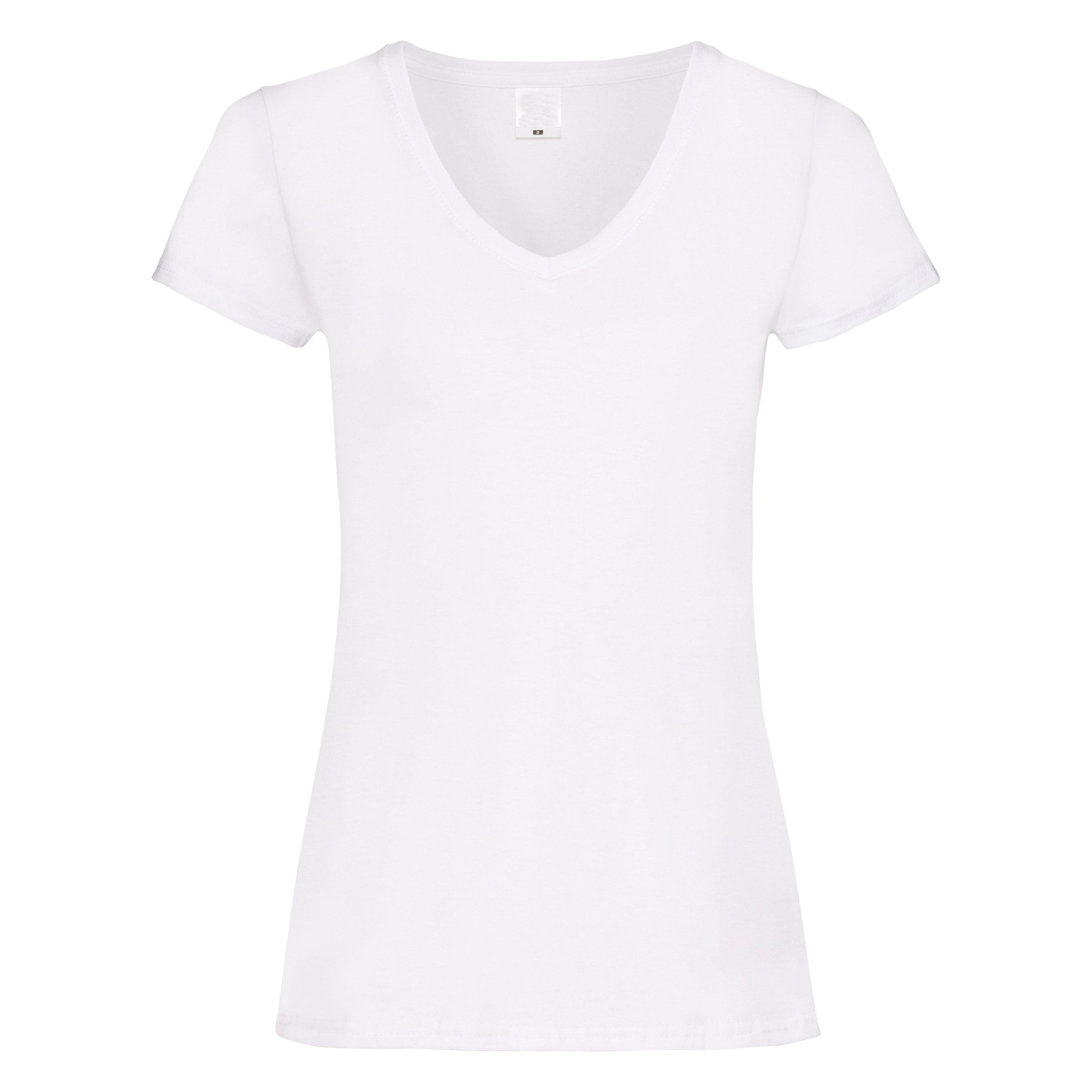 Image of Value Fitted Vausschnitt Kurzarm Tshirt Damen Weiss M