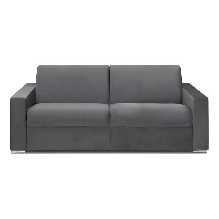 Vente-unique Canapé 4 places convertible express en velours anthracite - Couchage lattes larges 160 cm - Matelas 16 cm avec mousse à mémoire de forme CALITO  