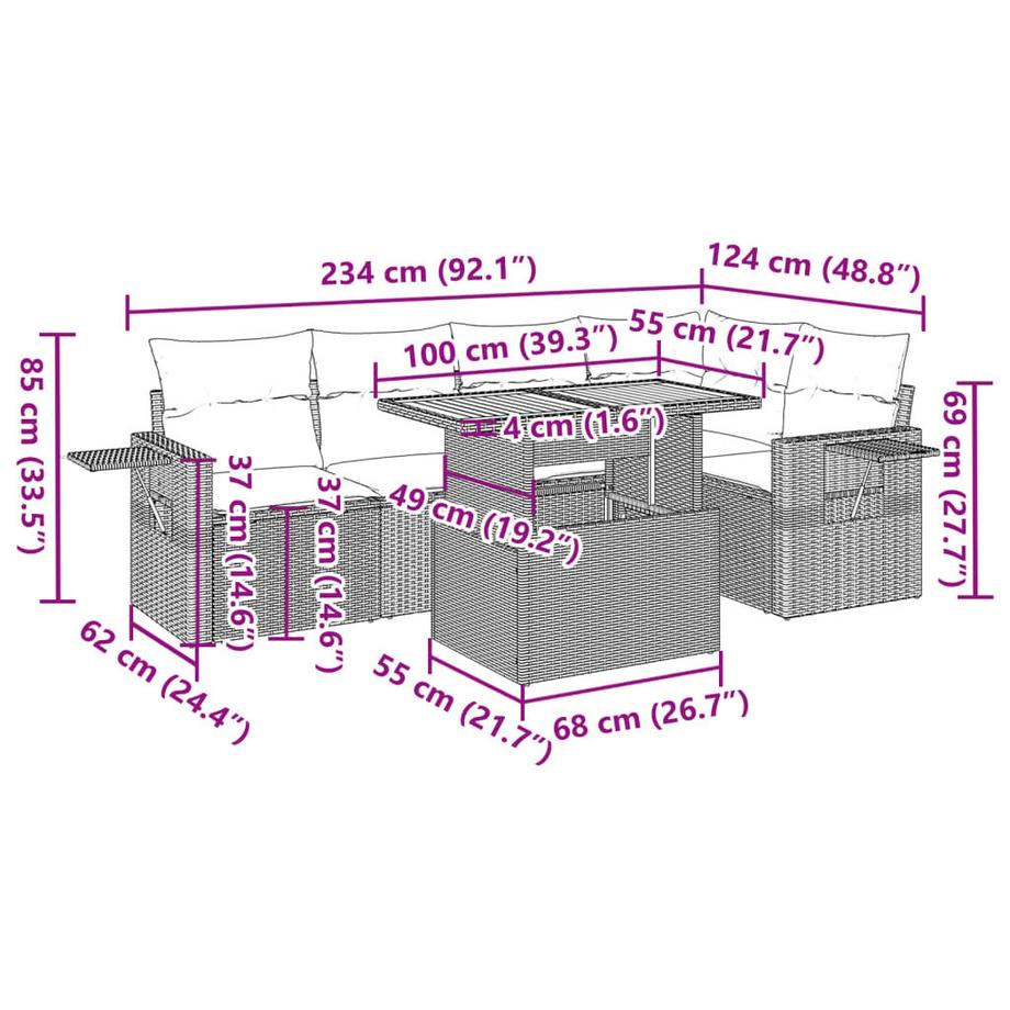 VidaXL Ensemble de canapés de jardin rotin synthétique  