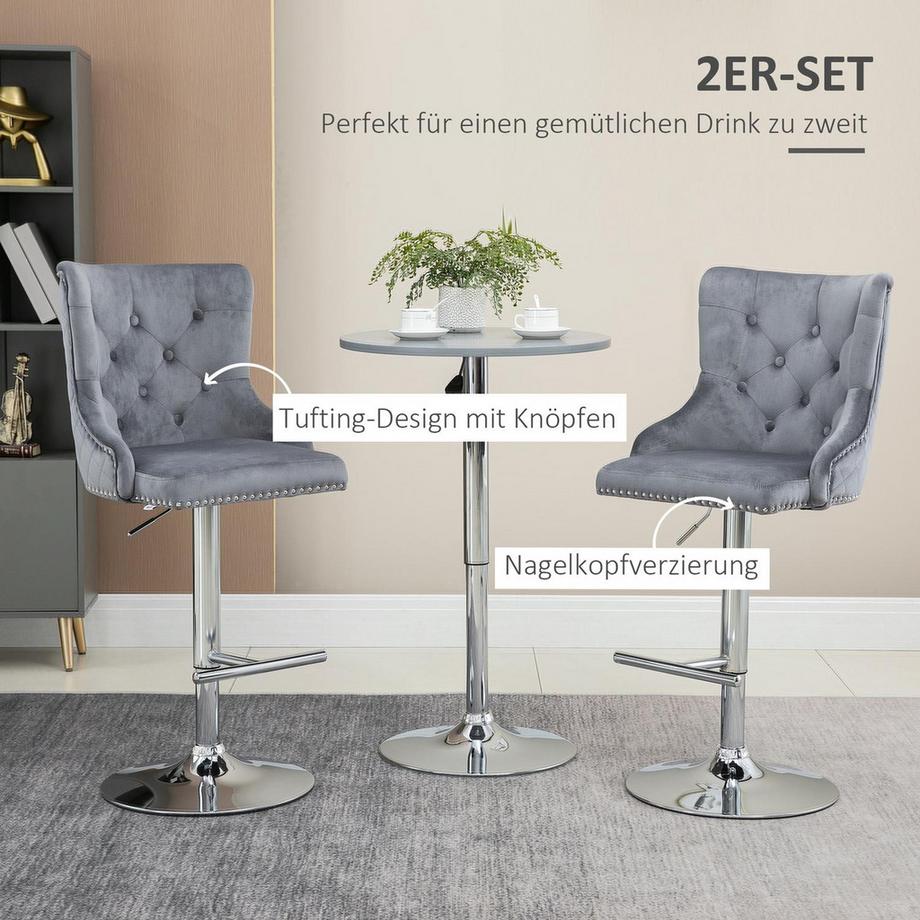 Northio 2Er-Set Barhocker Barstühle Drehstühle Mit Fußstütze Höhenverstellbar Barstühle Modern Belastbar Bis 120 Kg Pu Leinen Stahl 46X55X102-123 Cm  
