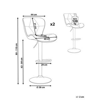 Beliani Lot de 2 tabourets de bar en Cuir PU Rétro VALETTA  