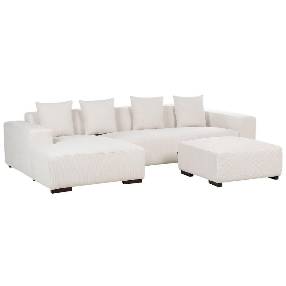 Beliani Rechtsseitiges Ecksofa mit Ottomane aus Cord Skandinavisch LUNGO  