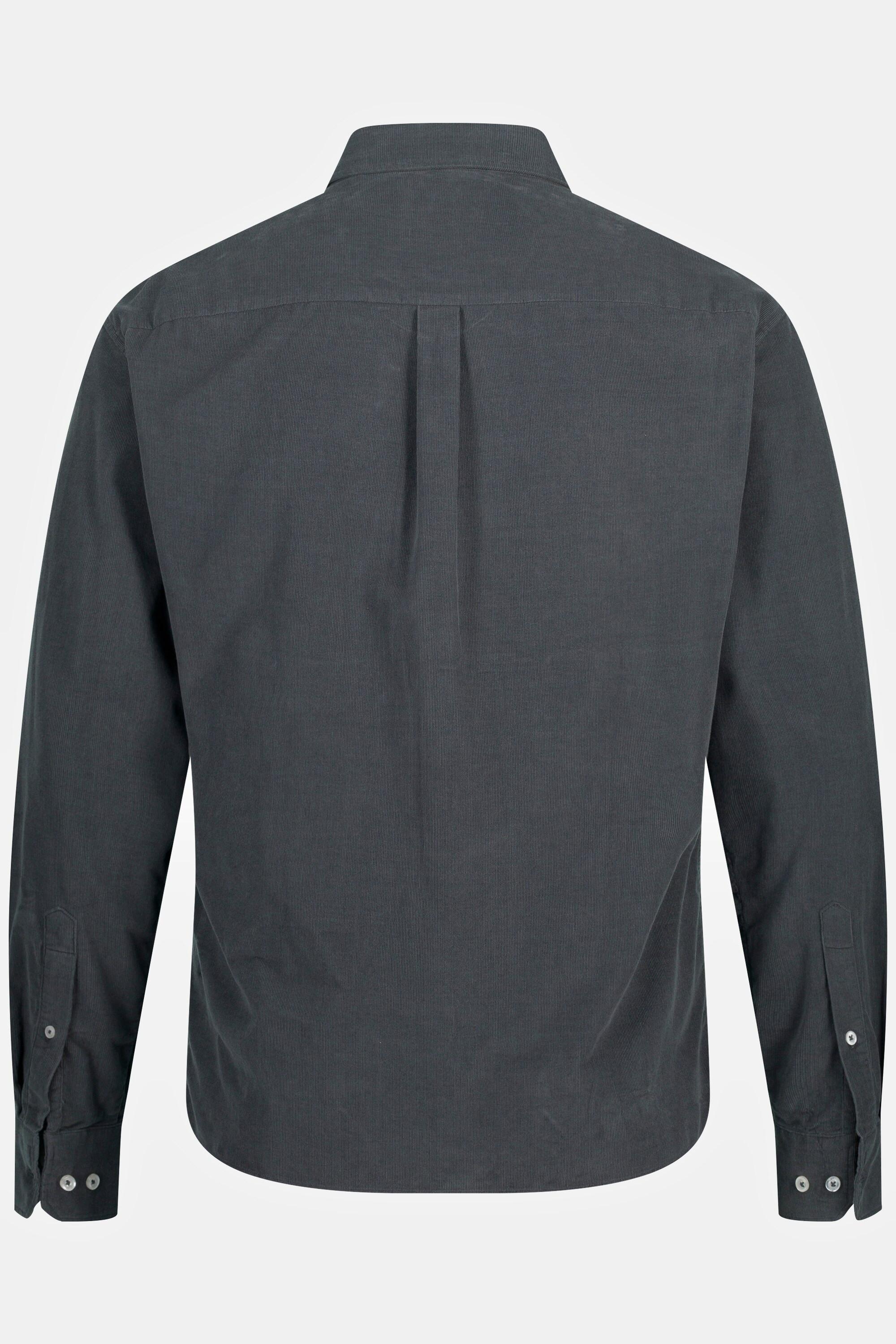 JP1880  Chemise en velours côtelé. Manches longues et col à pointes boutonnées. Coupe Modern Fit. Jusqu'au 8 XL. 