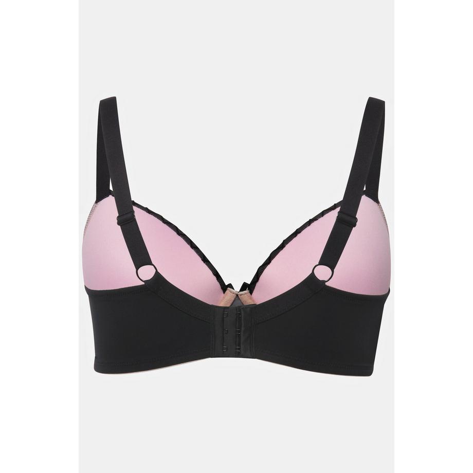 Ulla Popken Reggiseno con ferretto quadri vellutati mesh coppe morbide  