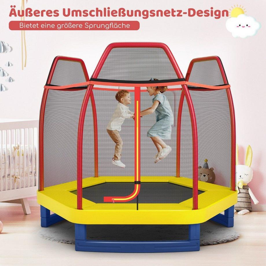 Northio  Trampolino da giardino Ø223 cm con rete di sicurezza trampolino da interno/esterno per bambini arancione 