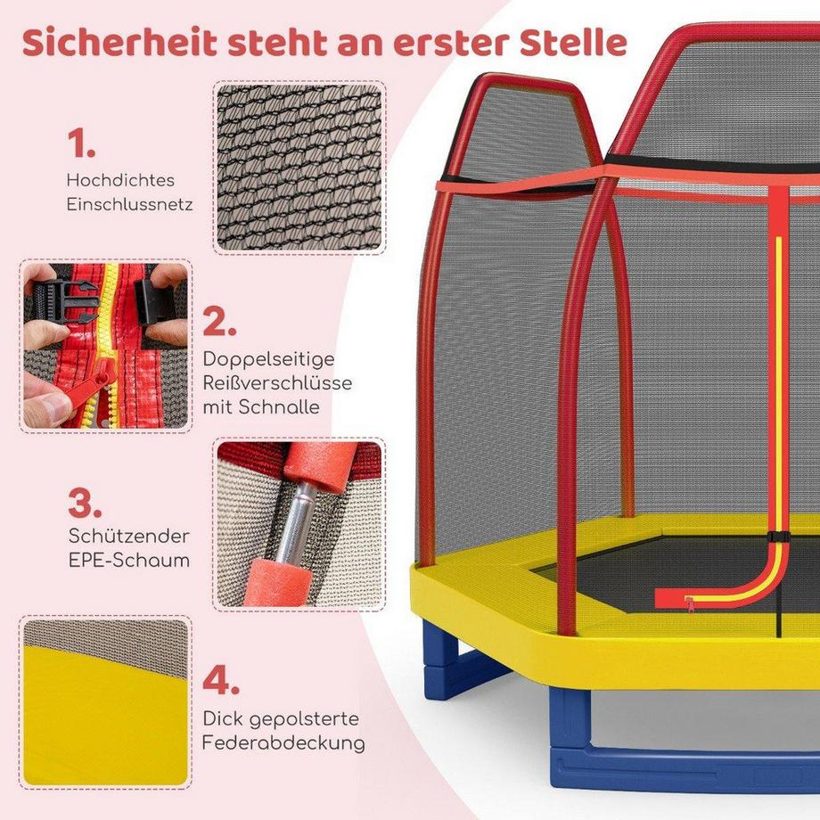Northio  Trampolino da giardino Ø223 cm con rete di sicurezza trampolino da interno/esterno per bambini arancione 