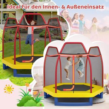 Trampolino da giardino Ø223 cm con rete di sicurezza trampolino da interno/esterno per bambini arancione