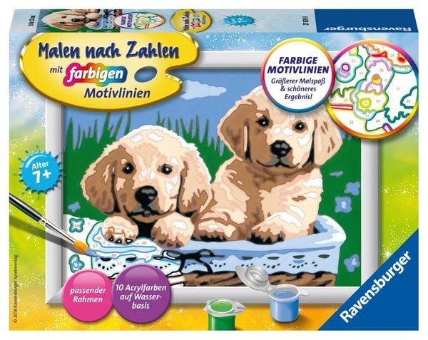 Ravensburger  Ravensburger Malen nach Zahlen, Süße Hundewelpen 