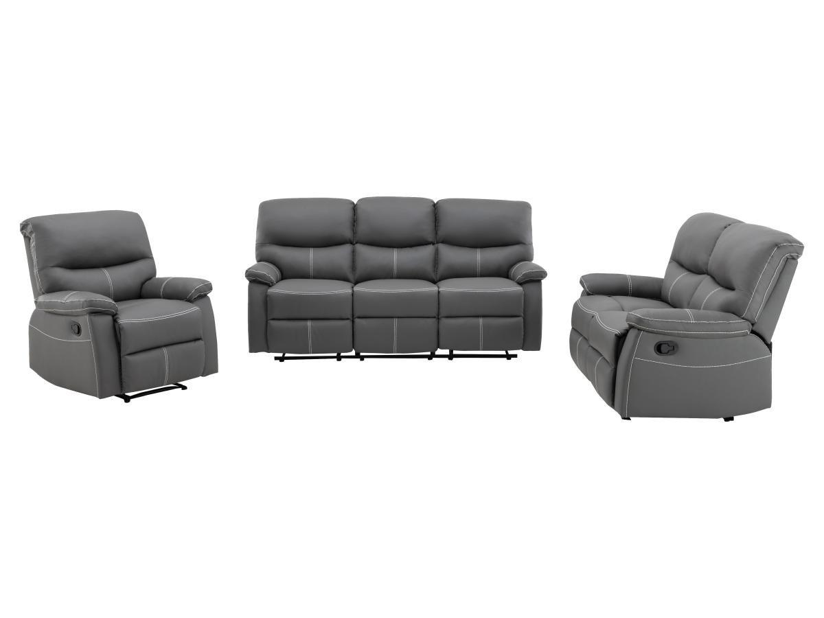 Vente-unique Couchgarnitur Relax 3+2+1 - Kunstleder - Grau - CANBY  