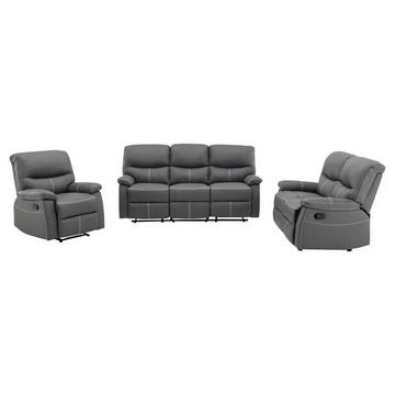 Couchgarnitur Relax 3+2+1 - Kunstleder - Grau - CANBY