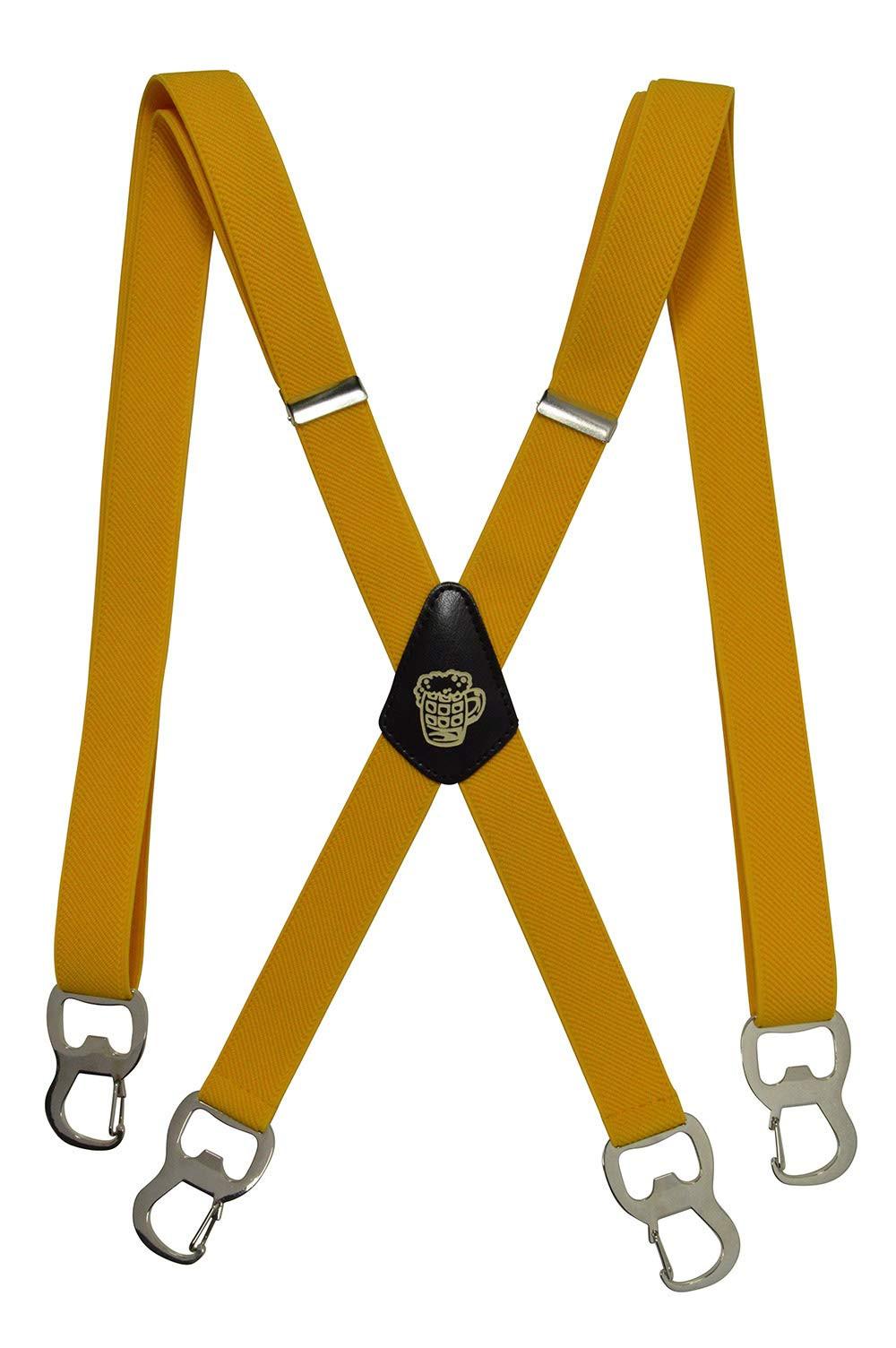 Image of Schmale Hosenträger Mit Bierflaschenöffner Und Karabinerhaken Unisex Gelb 100