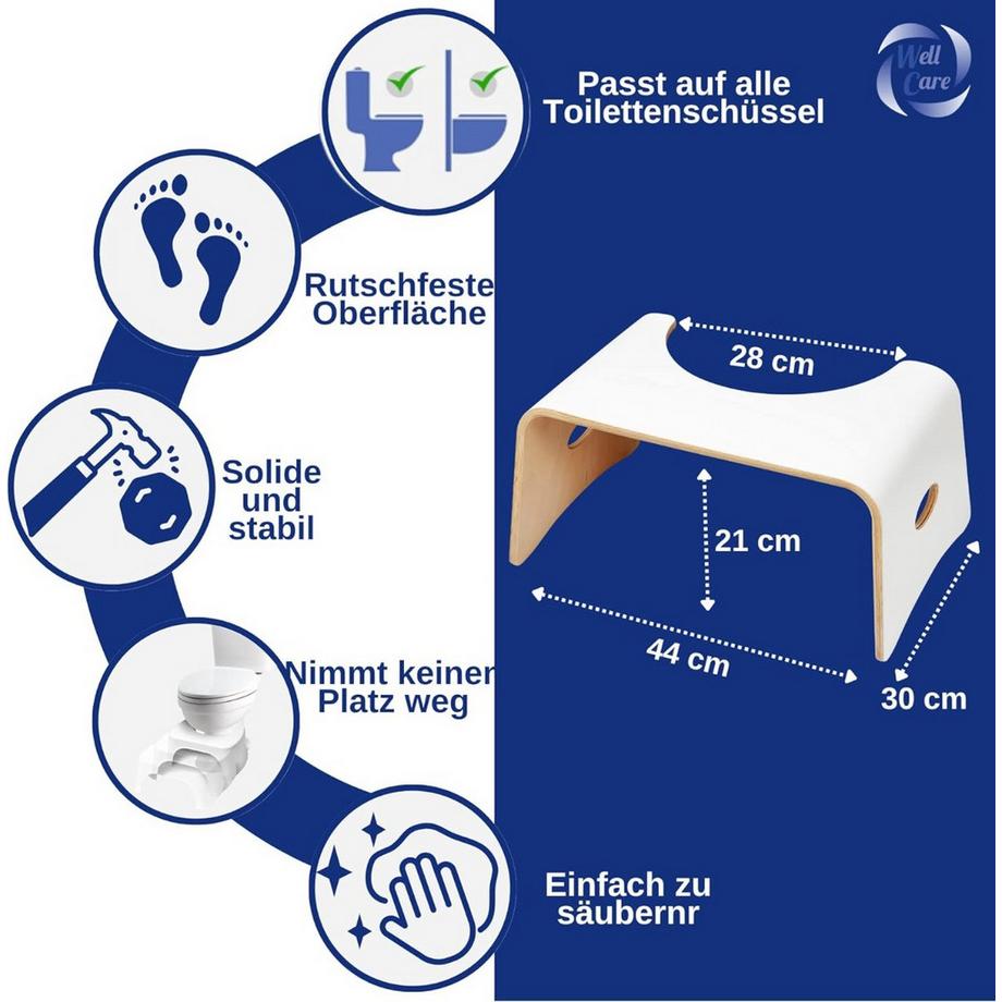 Well Care  Tabouret de toilette Bois laqué Blanc 
