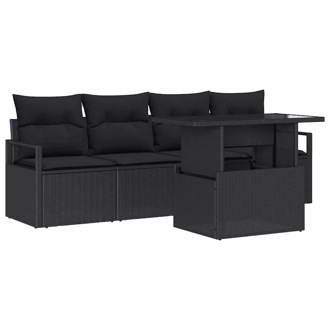 vidaXL Gartensofa-set 5 stk. Schwarz Poly Rattan