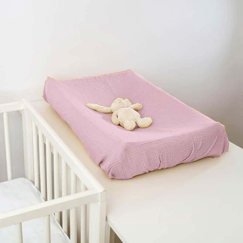 PAPATE  Housse de Matelas à Langer en Coton Bio Rose 