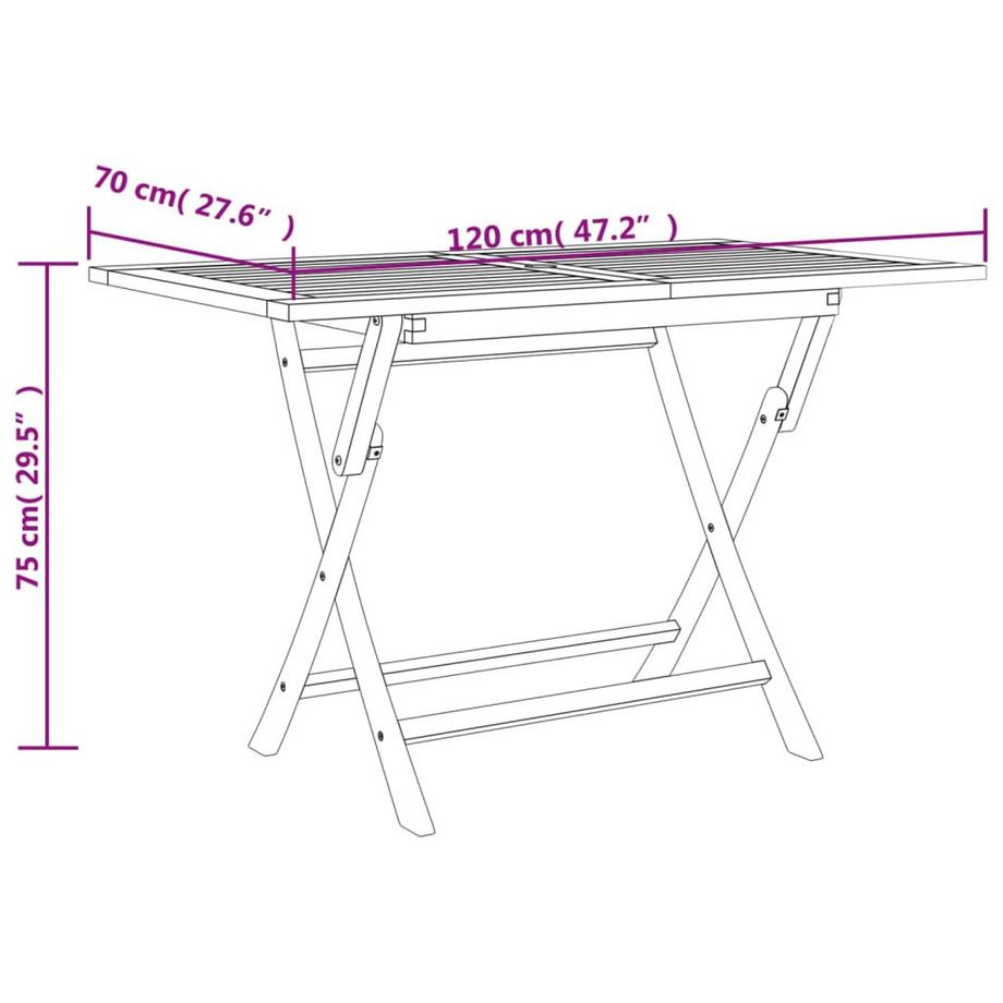 VidaXL Table de jardin pliante bois  