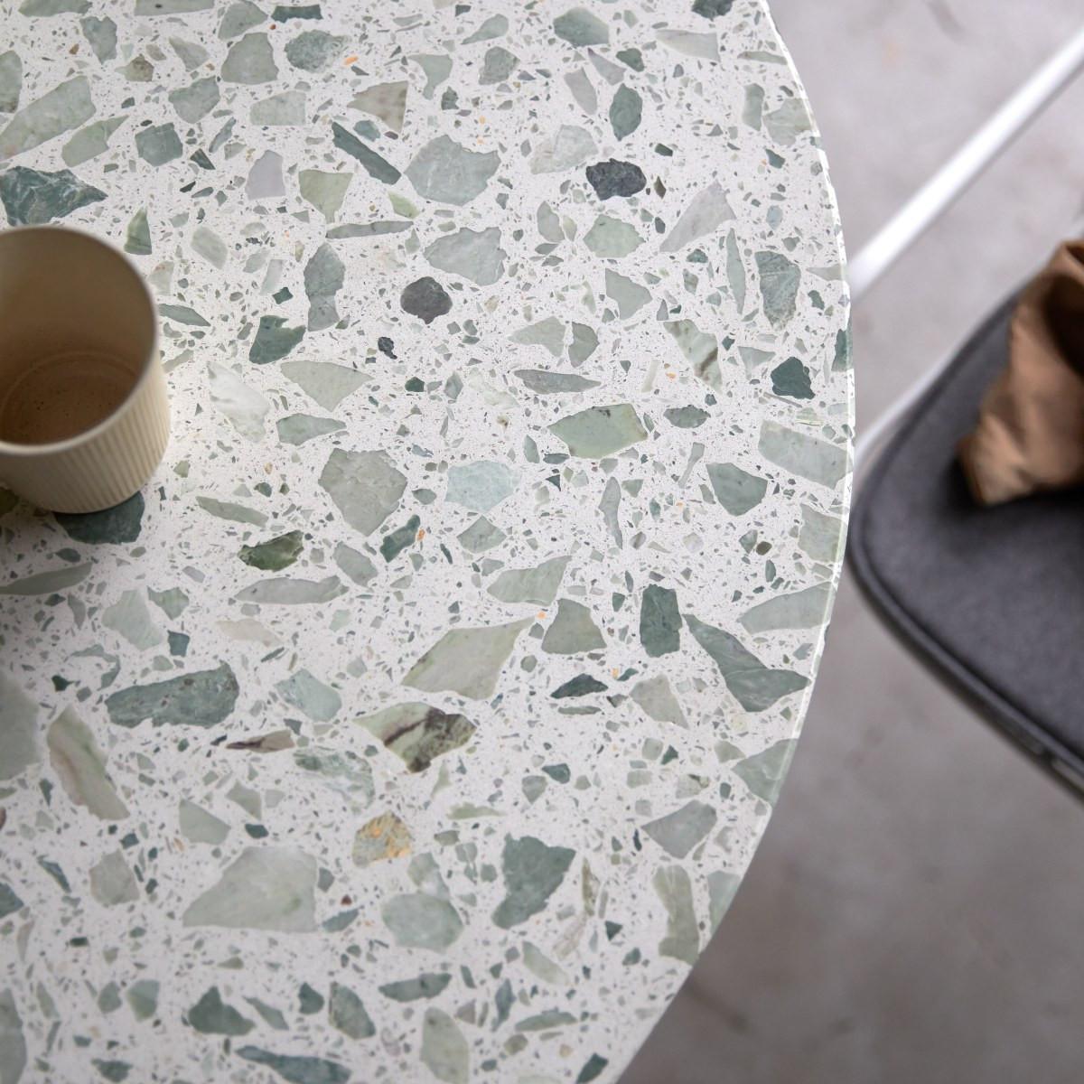 Tikamoon Table ronde en terrazzo premium et métal green 4 pers. Elio  