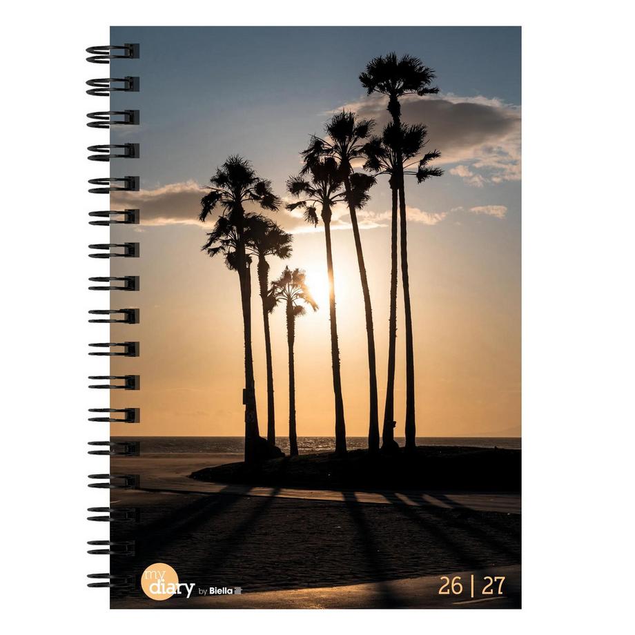 Biella Agenda scolaire mydiary A5 Wire-O 3½ jours par page, Palms  