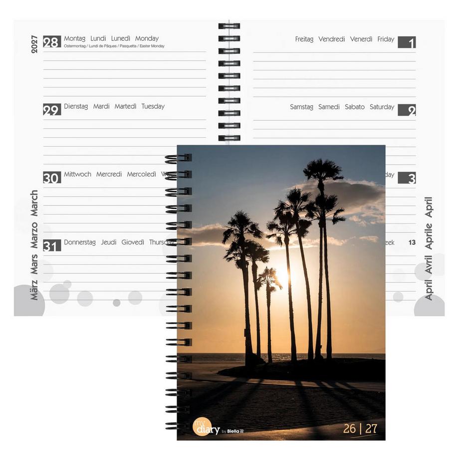 Agenda scolaire mydiary A5 Wire-O 3½ jours par page, Palms