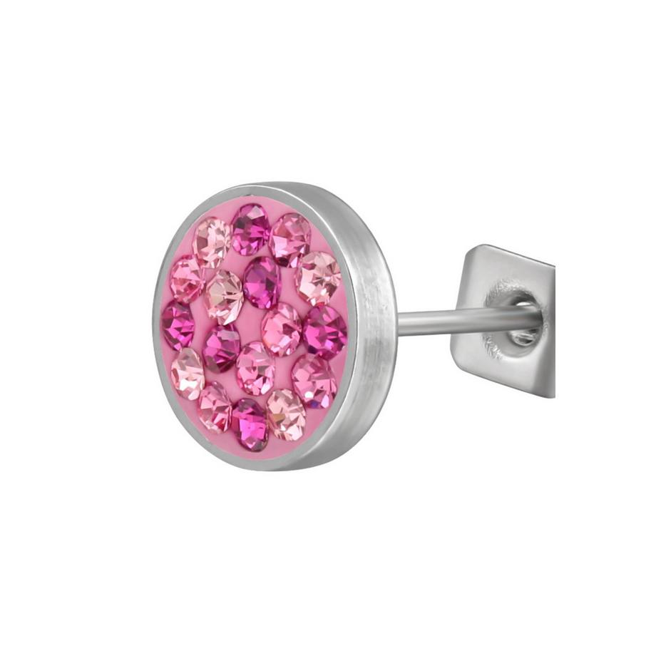 Maxte  Ohrstecker Rund  aus Hochglanzpoliertem Chirurgenstahl mit Kristall 