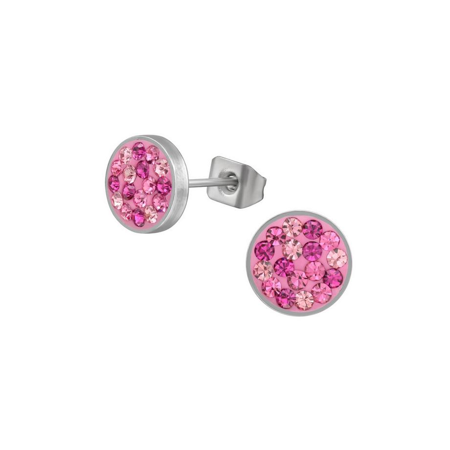 Ohrstecker Rund  aus Hochglanzpoliertem Chirurgenstahl mit Kristall