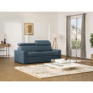 Vente-unique Divano letto 4 posti ribalta doghe larghe memory foam - Letto: 160 cm x 22 cm Tessuto Blu - VIZIR  