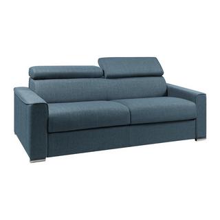 Vente-unique Schlafsofa 4-Sitzer - Liegefläche mit Lattenrost: 160 cm - Matratze: 22 cm mit Memory Schaum - Stoff - Blau - VIZIR  