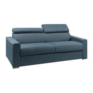 Canapé 4 places convertible express en tissu bleu - couchage lattes larges 160 cm - Matelas 22 cm avec mémoire de forme VIZIR