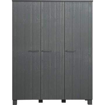 Armoire Dennis 3 portes pin acier gris