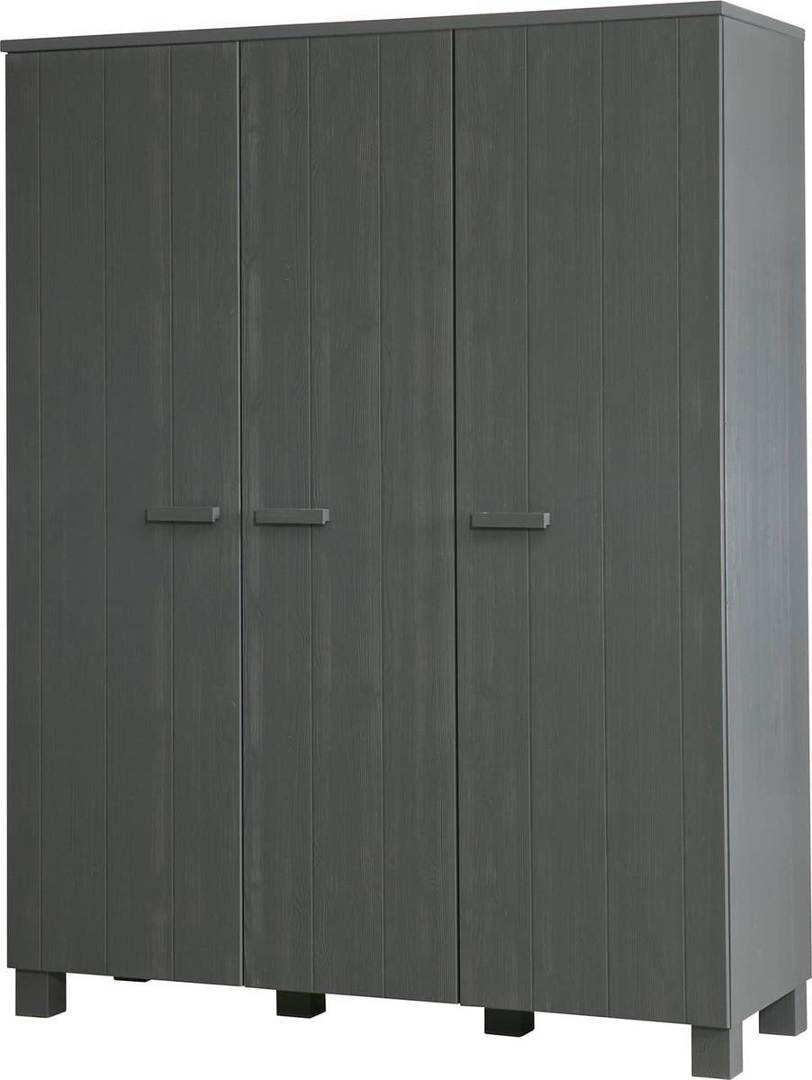 mutoni Armoire Dennis 3 portes pin gris acier  