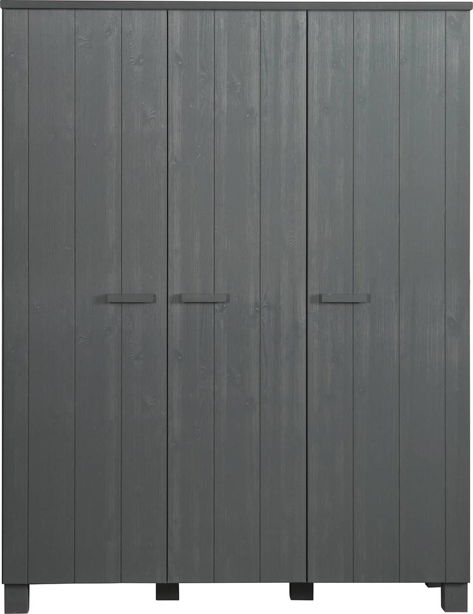 mutoni Armoire Dennis 3 portes pin gris acier  